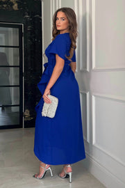 Codie Cobalt Blue Frill Hem Midi Dress