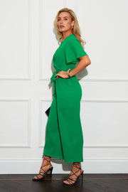 Tia Green Angel Sleeve Culotte Jumpsuit