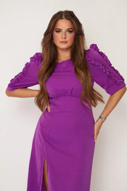 Eden Orchid Frill Sleeve Midi Dress